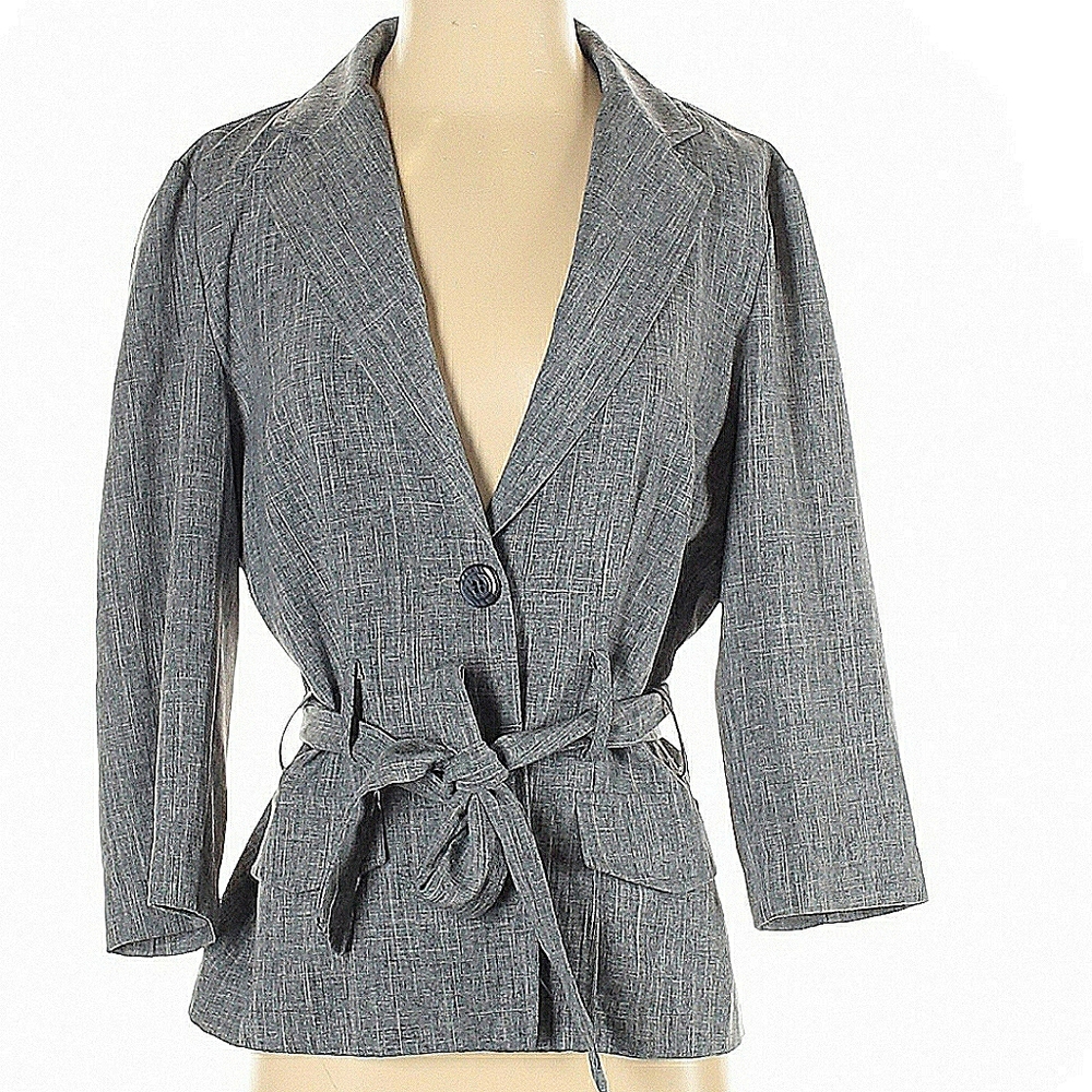 T. Milano Grey Tie Waist Blazer